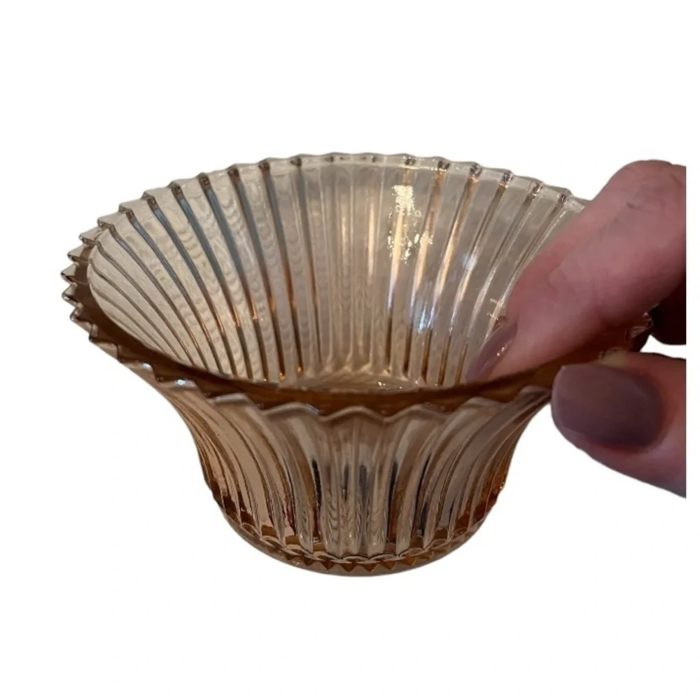 Vtg. Anchor Hocking Queen Mary Pink Depression Glass Bowl or Custard Cup  (2)